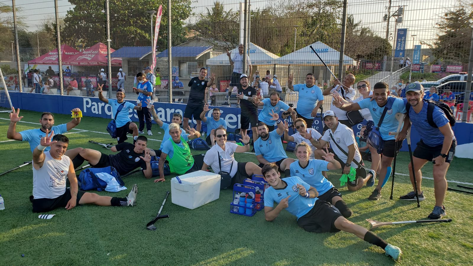 Plantel de Uruguay durante un descanso de las Eliminatorias Colombia 2022